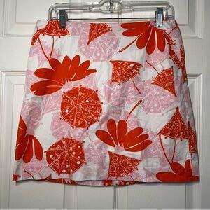 Vintage Lilly Pulitzer Orange Pink Floral Umbrella Skirt Size 6